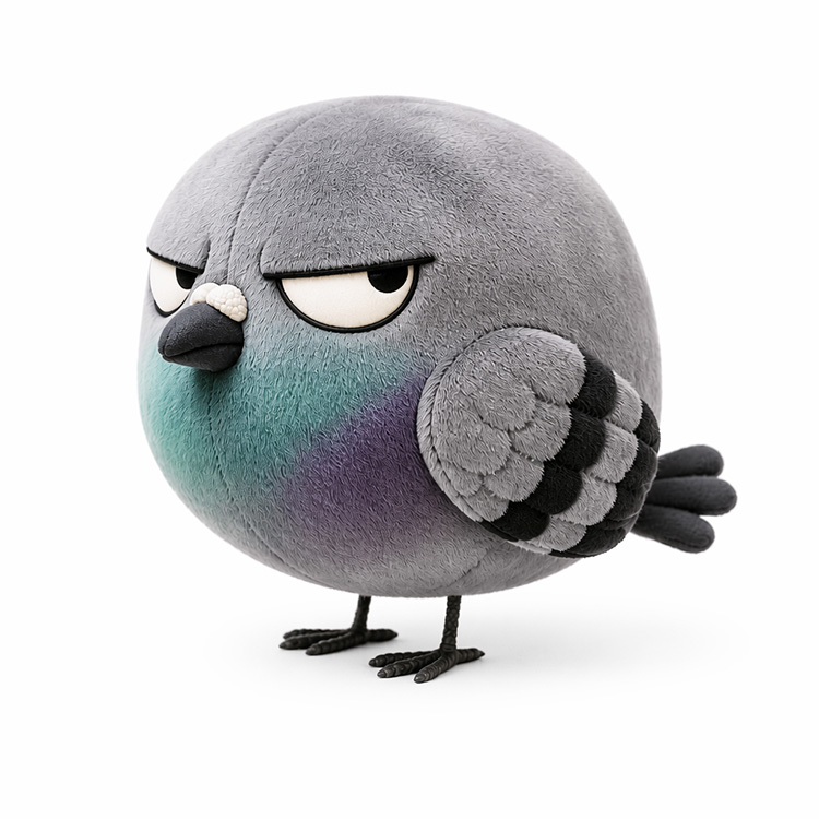 Buttet Judgmental Pigeon Plyslegetøj
